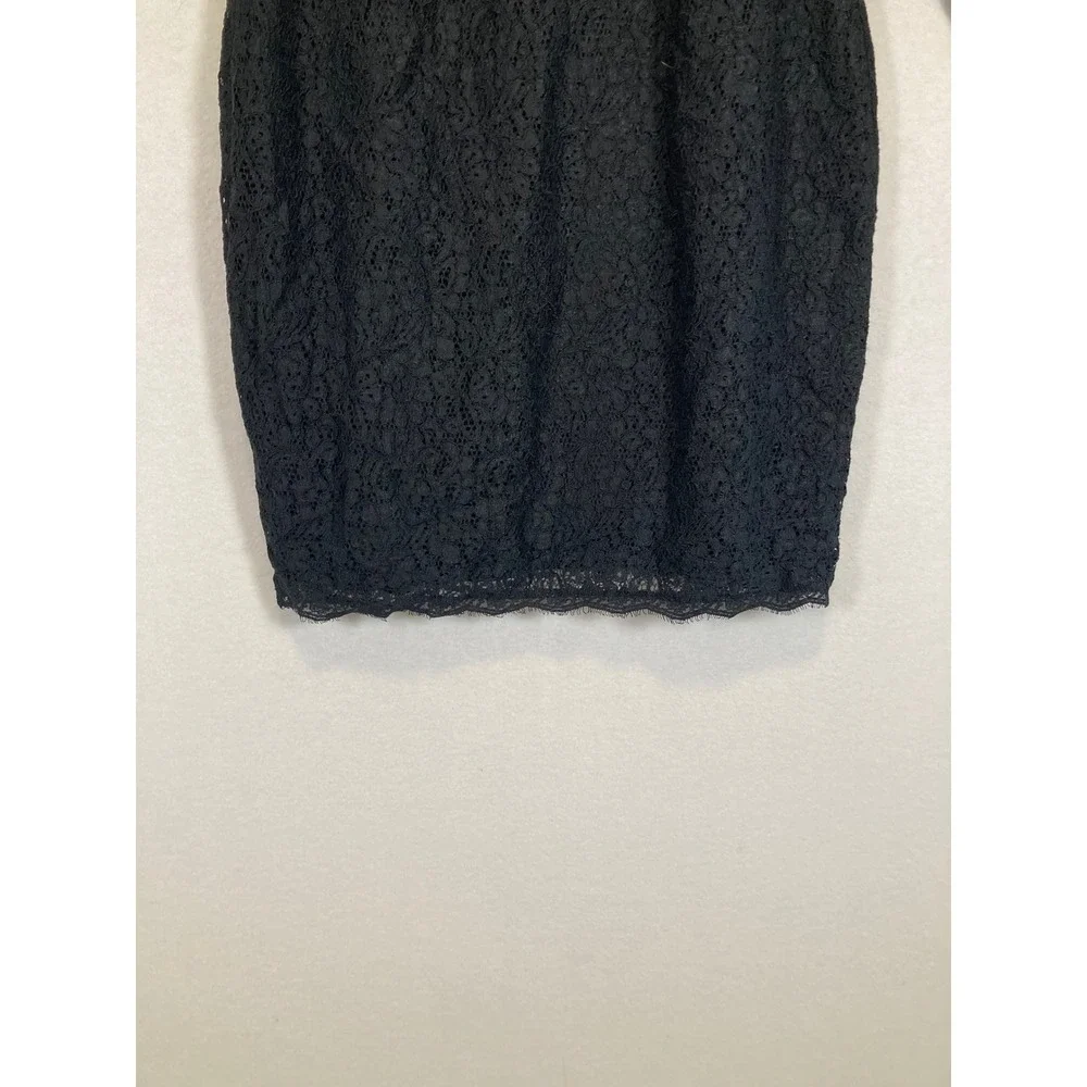 Elegant Adrianna Papell Women 14W‎ Black Floral Lace Sheath Dress 3/4 Sleeve LBD